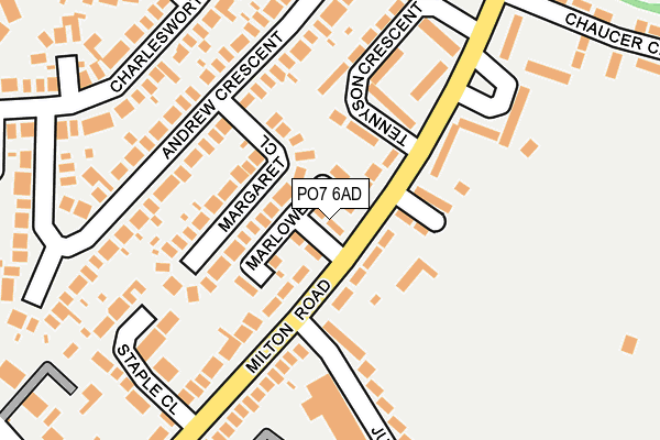 PO7 6AD map - OS OpenMap – Local (Ordnance Survey)