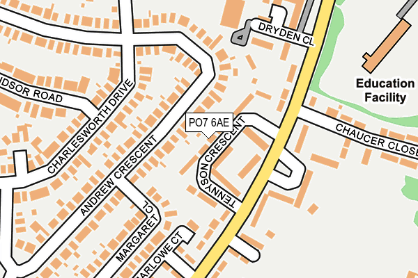 PO7 6AE map - OS OpenMap – Local (Ordnance Survey)