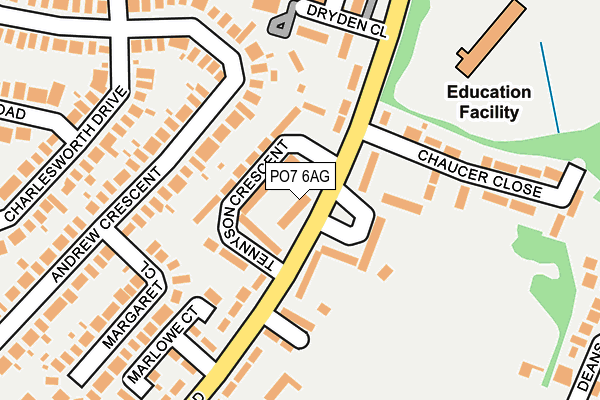 PO7 6AG map - OS OpenMap – Local (Ordnance Survey)