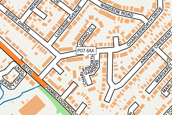 PO7 6AX map - OS OpenMap – Local (Ordnance Survey)