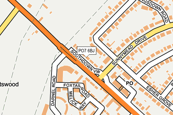 PO7 6BJ map - OS OpenMap – Local (Ordnance Survey)