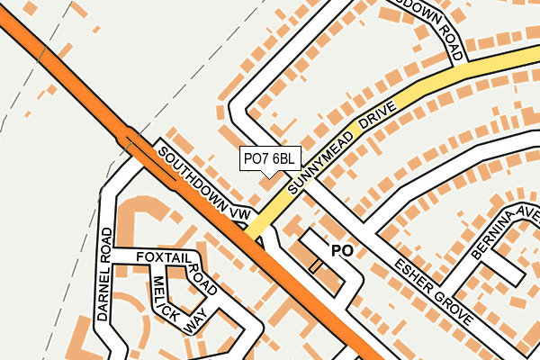 PO7 6BL map - OS OpenMap – Local (Ordnance Survey)