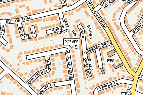 PO7 6EF map - OS OpenMap – Local (Ordnance Survey)