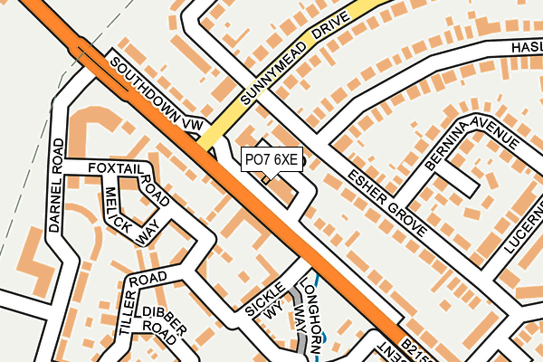 PO7 6XE map - OS OpenMap – Local (Ordnance Survey)
