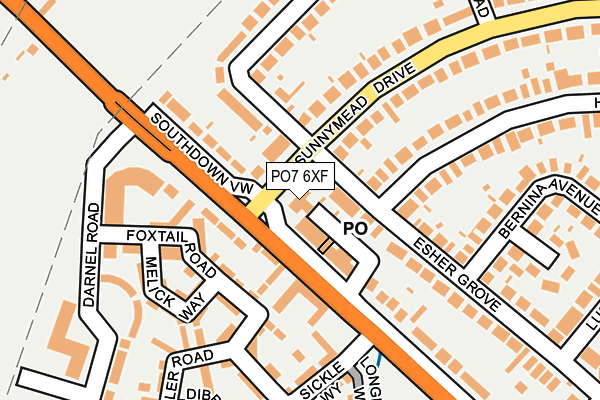 PO7 6XF map - OS OpenMap – Local (Ordnance Survey)