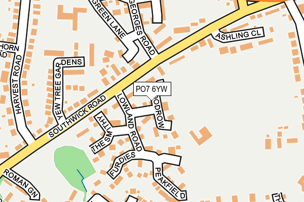 PO7 6YW map - OS OpenMap – Local (Ordnance Survey)
