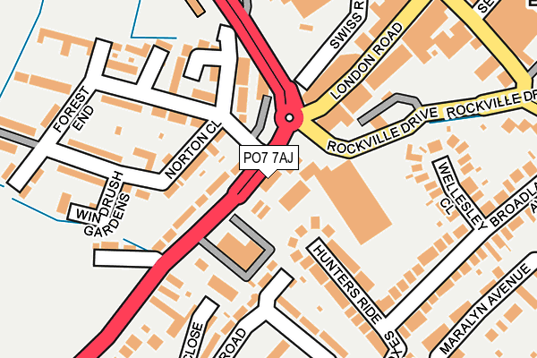 PO7 7AJ map - OS OpenMap – Local (Ordnance Survey)