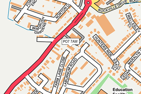 PO7 7AW map - OS OpenMap – Local (Ordnance Survey)