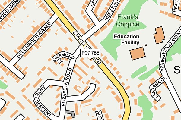 PO7 7BE map - OS OpenMap – Local (Ordnance Survey)