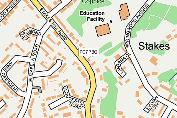PO7 7BQ map - OS OpenMap – Local (Ordnance Survey)