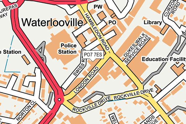 PO7 7ES map - OS OpenMap – Local (Ordnance Survey)