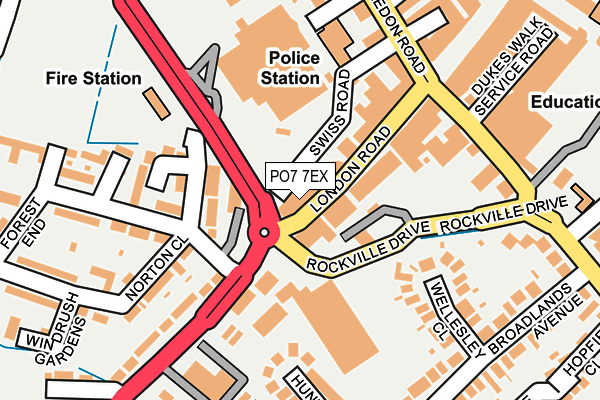 PO7 7EX map - OS OpenMap – Local (Ordnance Survey)