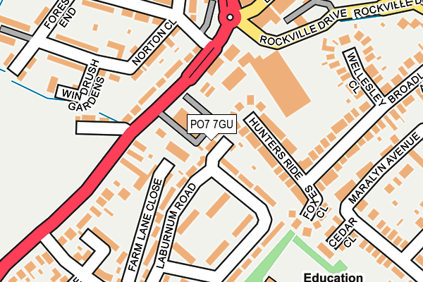 PO7 7GU map - OS OpenMap – Local (Ordnance Survey)