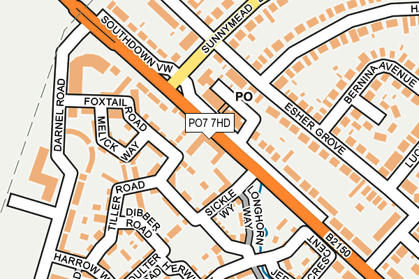 PO7 7HD map - OS OpenMap – Local (Ordnance Survey)