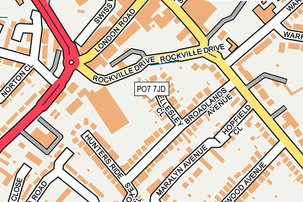 PO7 7JD map - OS OpenMap – Local (Ordnance Survey)