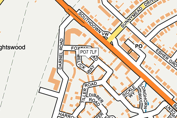 PO7 7LF map - OS OpenMap – Local (Ordnance Survey)