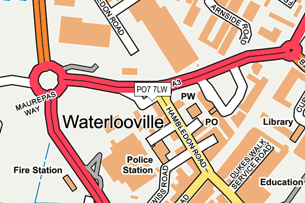 PO7 7LW map - OS OpenMap – Local (Ordnance Survey)