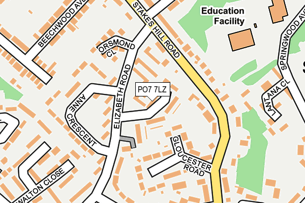 PO7 7LZ map - OS OpenMap – Local (Ordnance Survey)