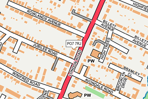 PO7 7RJ map - OS OpenMap – Local (Ordnance Survey)