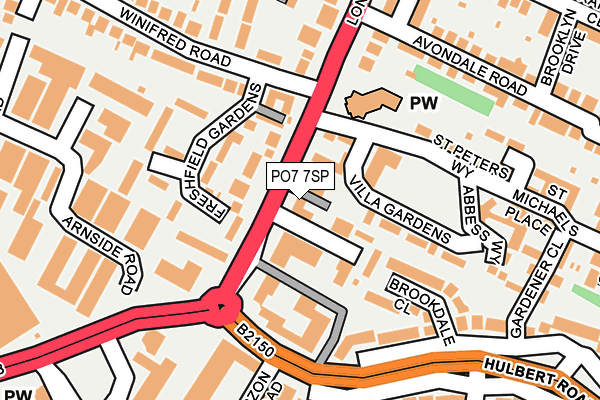 PO7 7SP map - OS OpenMap – Local (Ordnance Survey)