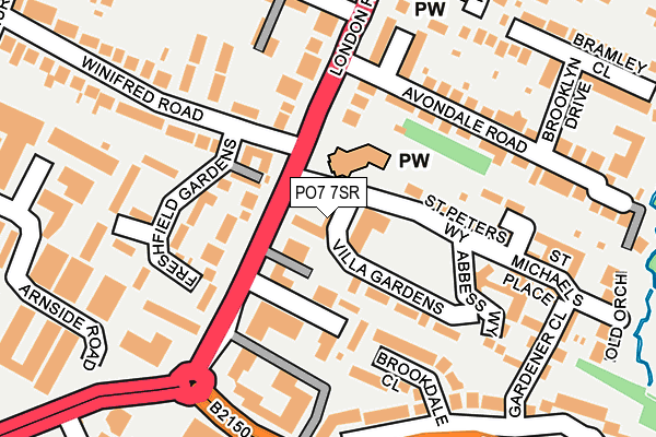 PO7 7SR map - OS OpenMap – Local (Ordnance Survey)