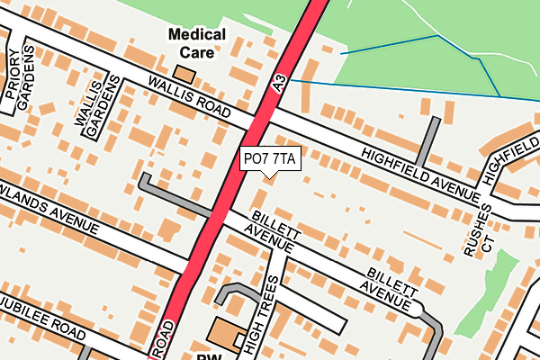PO7 7TA map - OS OpenMap – Local (Ordnance Survey)