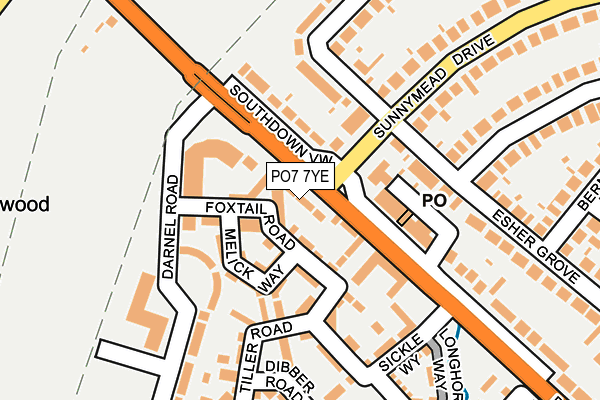 PO7 7YE map - OS OpenMap – Local (Ordnance Survey)