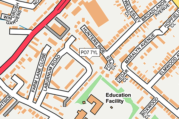 PO7 7YL map - OS OpenMap – Local (Ordnance Survey)