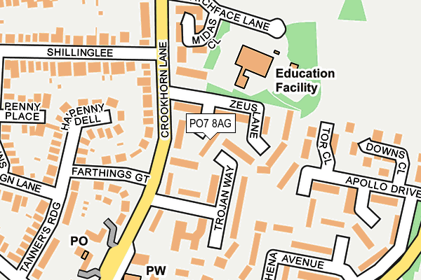 PO7 8AG map - OS OpenMap – Local (Ordnance Survey)