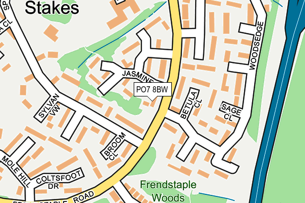 PO7 8BW map - OS OpenMap – Local (Ordnance Survey)