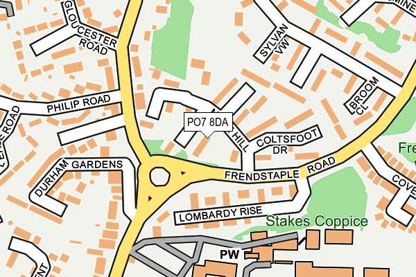 PO7 8DA map - OS OpenMap – Local (Ordnance Survey)