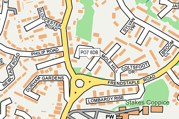 PO7 8DB map - OS OpenMap – Local (Ordnance Survey)