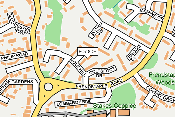 PO7 8DE map - OS OpenMap – Local (Ordnance Survey)