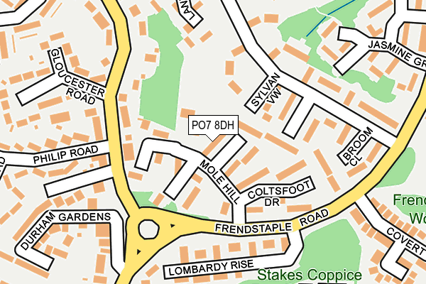 PO7 8DH map - OS OpenMap – Local (Ordnance Survey)