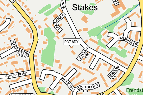 PO7 8DY map - OS OpenMap – Local (Ordnance Survey)