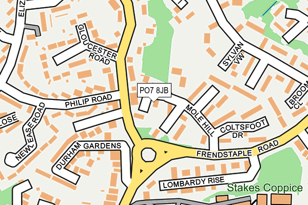 PO7 8JB map - OS OpenMap – Local (Ordnance Survey)