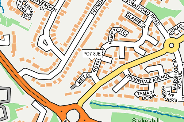 PO7 8JE map - OS OpenMap – Local (Ordnance Survey)