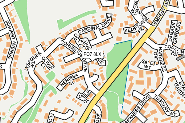 PO7 8LX map - OS OpenMap – Local (Ordnance Survey)