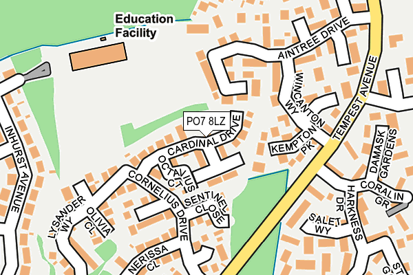 PO7 8LZ map - OS OpenMap – Local (Ordnance Survey)