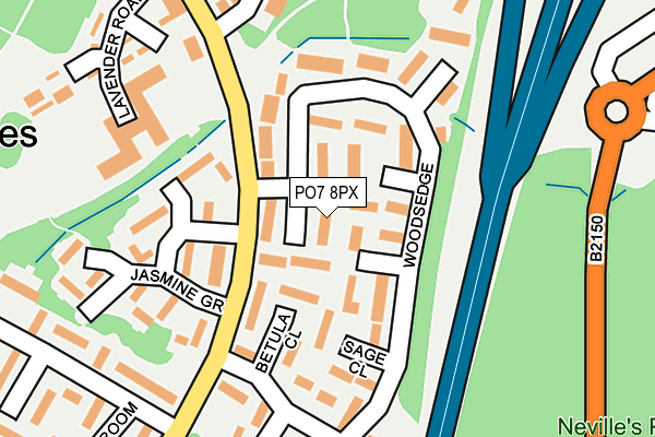 PO7 8PX map - OS OpenMap – Local (Ordnance Survey)