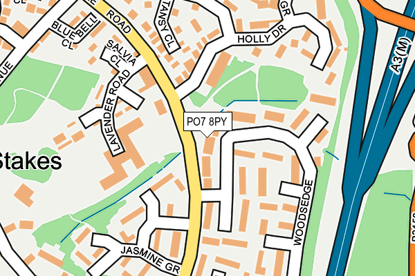 PO7 8PY map - OS OpenMap – Local (Ordnance Survey)
