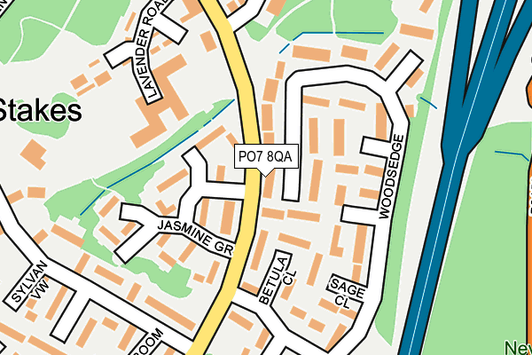 PO7 8QA map - OS OpenMap – Local (Ordnance Survey)