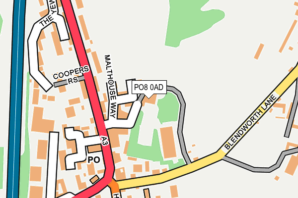 PO8 0AD map - OS OpenMap – Local (Ordnance Survey)