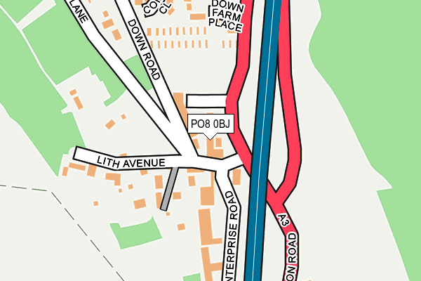 PO8 0BJ map - OS OpenMap – Local (Ordnance Survey)