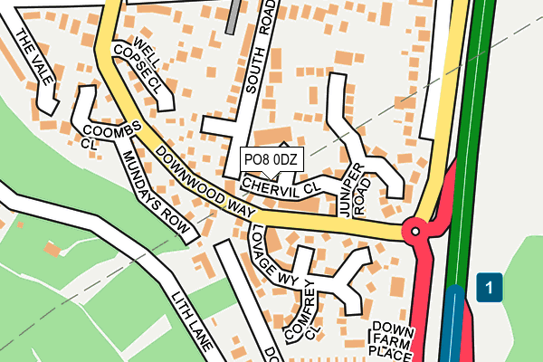 PO8 0DZ map - OS OpenMap – Local (Ordnance Survey)