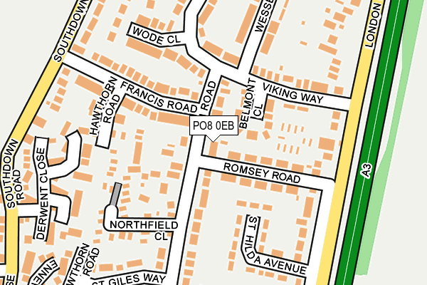 PO8 0EB map - OS OpenMap – Local (Ordnance Survey)