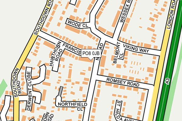 PO8 0JB map - OS OpenMap – Local (Ordnance Survey)