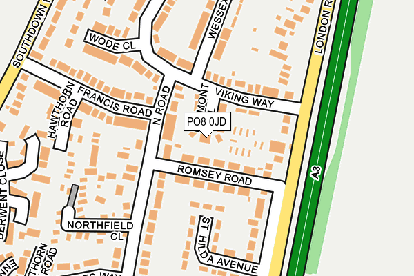 PO8 0JD map - OS OpenMap – Local (Ordnance Survey)