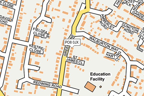 PO8 0JX map - OS OpenMap – Local (Ordnance Survey)