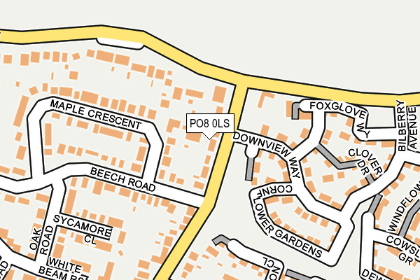 PO8 0LS map - OS OpenMap – Local (Ordnance Survey)